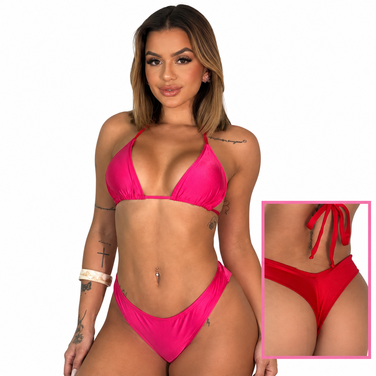 Biquíni Punta Cana Beach Gloss Rosa Magenta - Tamanho M